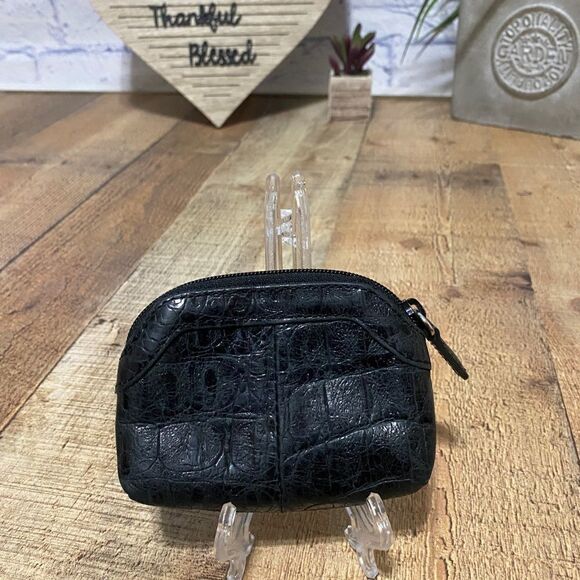 Brighton Black Croc Leather Coin Change Purse - Heart Design - Picture 3 of 9